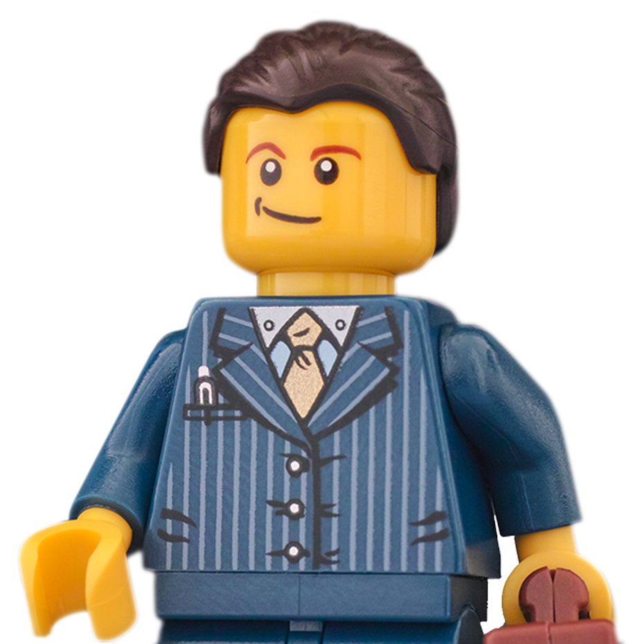 Lego guy with pin stripe suit